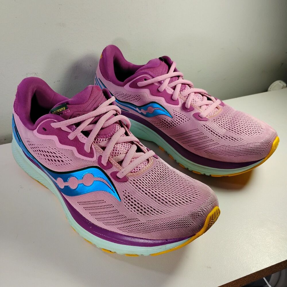 Saucony Ride 14 Sneaker Women's US 11 Pink Purple Low Top Running Shoes
